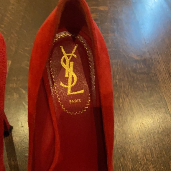 YSL red suede tribute heels - Picture 2 of 9